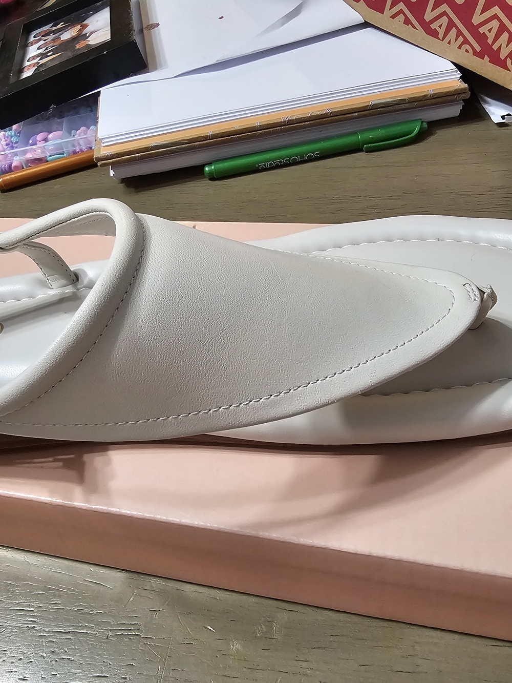 Franco Sarto Women’s White Leather Slide Sandals